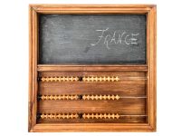 Alternative view of Vintage French Blackboard Abacus School Teaching Child Bedroom Decor Chalkboard Chalk Sign Display Counting Homework circa 1960-70's