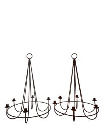 Alternative view of Vintage French Ceiling Hanging Rusty Candle Holder Black Brown Metal c1970-80's