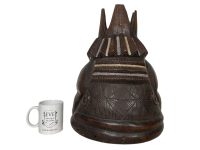 Alternative view of Vintage African Large Helmet Costume Mask Statue Figurine Primitive Carving Sculpture Wooden Primitive Tribal Art c1980's