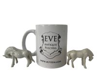 Alternative view of Vintage Chinese Milk White Ceramic Small Horses Asian Decorative Ornament Decoration Collection DAMAGED c1950's