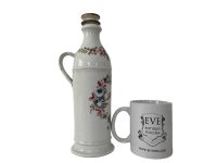 Alternative view of Vintage French Porcelain Ceramic Fil Deh Carafe Decanter Blue Gold White Unique Caraffe Vase Pot Flask Bottle c1880-1900's