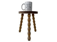 Alternative view of Stool Vintage French Traditional Worn Weathered Milking Stool Small Chair Stand Bobbin Leg Rest Plinth Seating Plant Tabouret c1970's