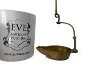 Alternative view of Antique French Brass Oil Lamp Burner Light Hanging Hook Decor Display Prop Lighting Hallway Cloakroom Kitchen c1910's