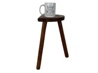 Alternative view of Vintage French Wooden Wood Large Milking Stool Chair Seat Kitchen Table Farm D Shaped Seat Plant Rest Stand Plinth Tabouret c1950-60's / EVE