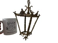 Alternative view of Vintage French Ornate Regency Style Hanging Pendant Light For Refurbishment Lampshade Lamp Brass Period Lighting Prop c1950-60's / EVE