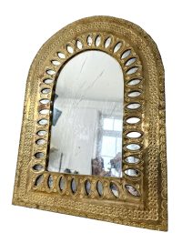 Vintage Moroccan Wall Hanging Mirror Brass Copper Silver Metal Glass One-Off Hand Made Decorative Cloakroom c1970-80’s 4