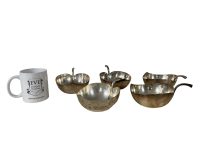 Alternative view of Vintage French Silver Metal Leaf Shaped Decorated Bowls Dishes bar decor cooler tarnish patina bowl dish c1970-80's