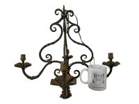 Alternative view of Vintage French Ornate Regency Style Hanging Pendant Light For Refurbishment Lampshade Lamp Metal Period Lighting Prop c1950-60's