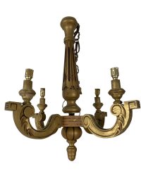 Alternative view of Vintage French Ornate Regency Style Hanging Pendant Light For Refurbishment Lampshade Lamp Gold Wood Period Lighting Prop c1970-80's