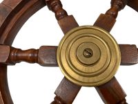 Alternative view of Vintage French Ships Wheel Sailing Motor Boat Steering Wooden Rudder Internal circa 1960-70's