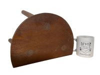 Alternative view of Vintage French Wooden Wood Large Milking Stool Chair Seat Kitchen Table Farm D Shaped Seat Plant Rest Stand Plinth Tabouret c1950-60's / EVE