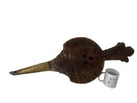 Alternative view of Vintage French Large Wooden Leather Bellows Fireplace Open Fire Log Burner Stove Tool Prop Display Decor Needing Repair c1950-60's / EVE