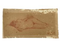 Alternative view of Antique French Drawing Sketch Sepia Pencil Drawing Nude Lady Original Art On Card Paper Signed c1910-20's