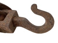 Alternative view of Antique French Farm Industrial Factory Lifting Rope Pulley Pully Triple Wheel circa 1930-40's / EVE