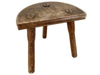 Stool Vintage French Traditional Milking Stool Wooden Brown Small Chair Stand Display Rest Plinth Seating Plant Pot Tabouret c1970's