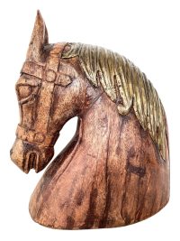 Vintage French Large Heavy Wood Brass Wooden Carved Horse Ornament Figurine Sculpture Statue circa 1980-90’s 2