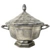 Antique French Paris Pewter Lidded Tureen Bowl Dish Metal Serving Decorative Table Dining Food Display Lid circa 1900's