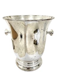 Vintage French Metal Wine Champagne Ice Bucket Cooler Display Stand Pot Loop Handled c1980-90’s 3
