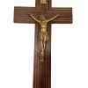 Vintage French Wood Metal Dusty Jesus Cross Crucifix Large Hanging Monk Monastry Nun Nunnery Roman Catholic c1960-70's