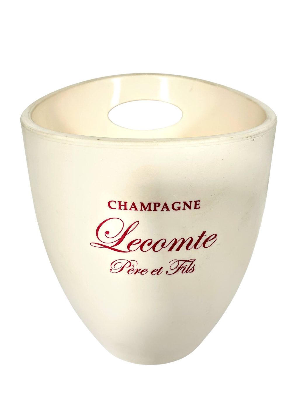Vintage Champagne Lecomte French White Red Plastic Wine Ice Bucket Cooler Display Stand Pot c1990-00’s