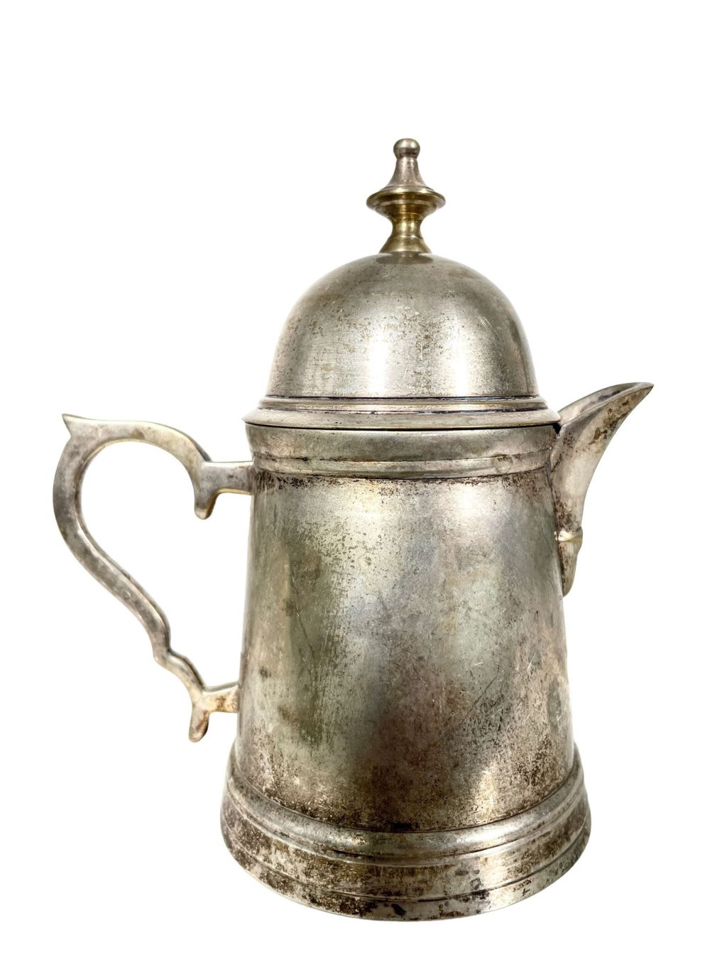 Antique English Small Silver Metal EPNS Silver Plated Handled Coffee Pot Brewing Stove Top Pot circa 1910-20’s