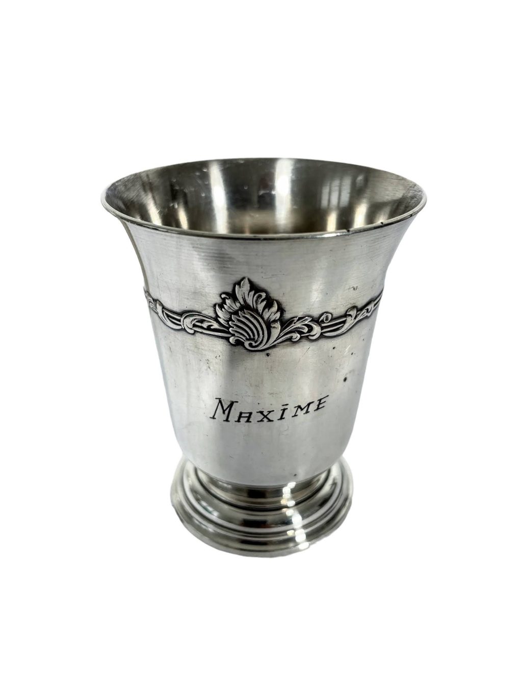 Vintage French Small Silver Metal Silver Plated Goblet Cup Beaker Container Display Drinking circa 1960-70’s