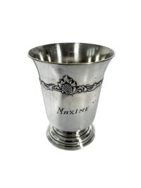 Vintage English Crest Silver Metal Goblet Cup Beaker Container Display Drinking circa 1960-70’s / EVE