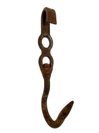 Vintage French Large Iron Butcher Meat Kitchen Hanging Hook grapple anchor rustic rural rusty display agricultural industrial c1950’s