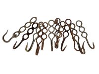 Vintage French Twelve Butcher Meat Kitchen Hanging Hooks rustic rural rusty shop display agricultural industrial c1930-60's