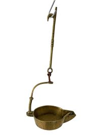Antique French Brass Oil Lamp Burner Light Hanging Hook Decor Display Prop Lighting Hallway Cloakroom Kitchen c1910’s 3