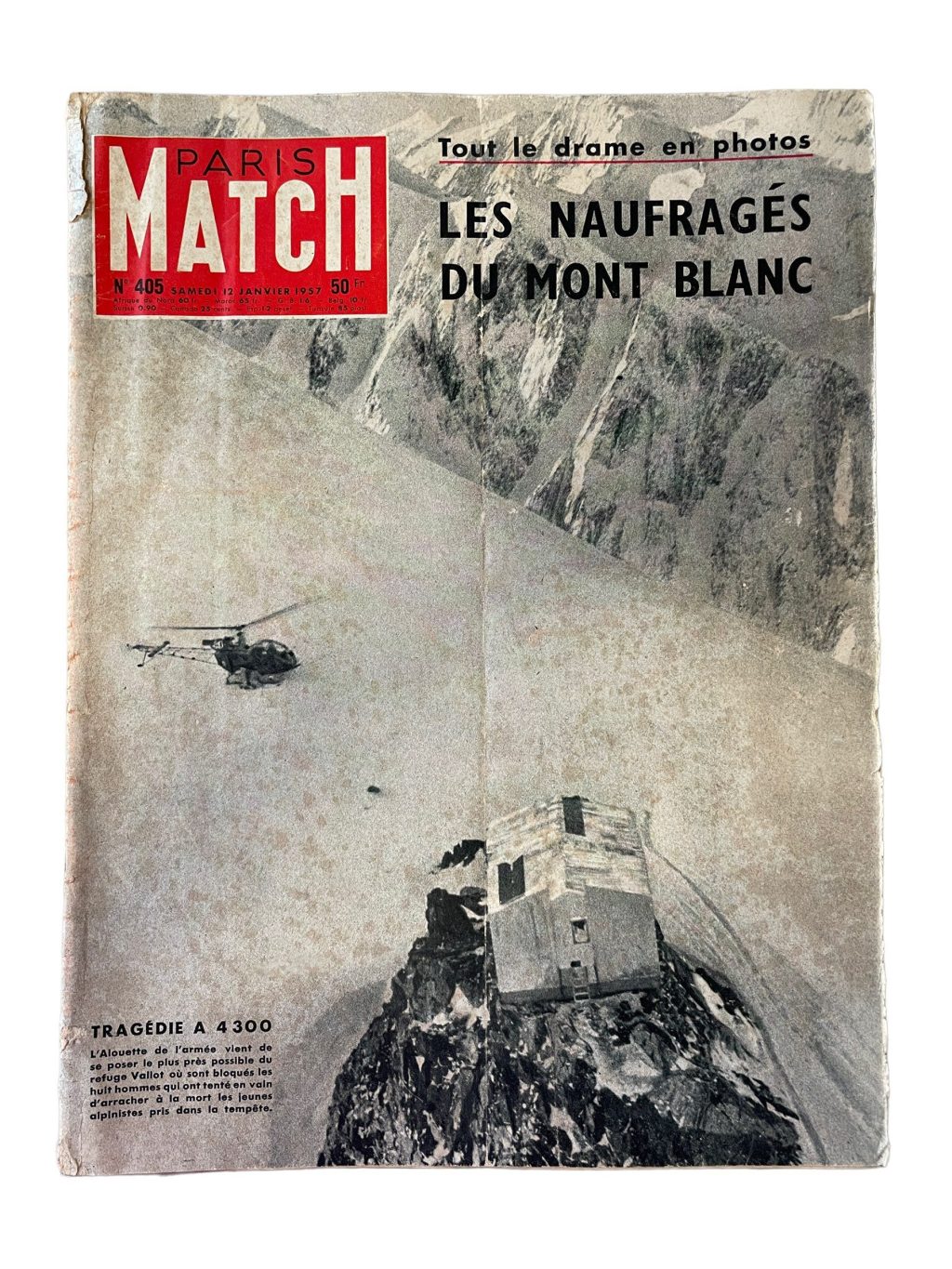 Vintage French Paris Match Le Magazine Journal Number 405 – 12/1/1957 Memorabilia Collector 1957 / EVE
