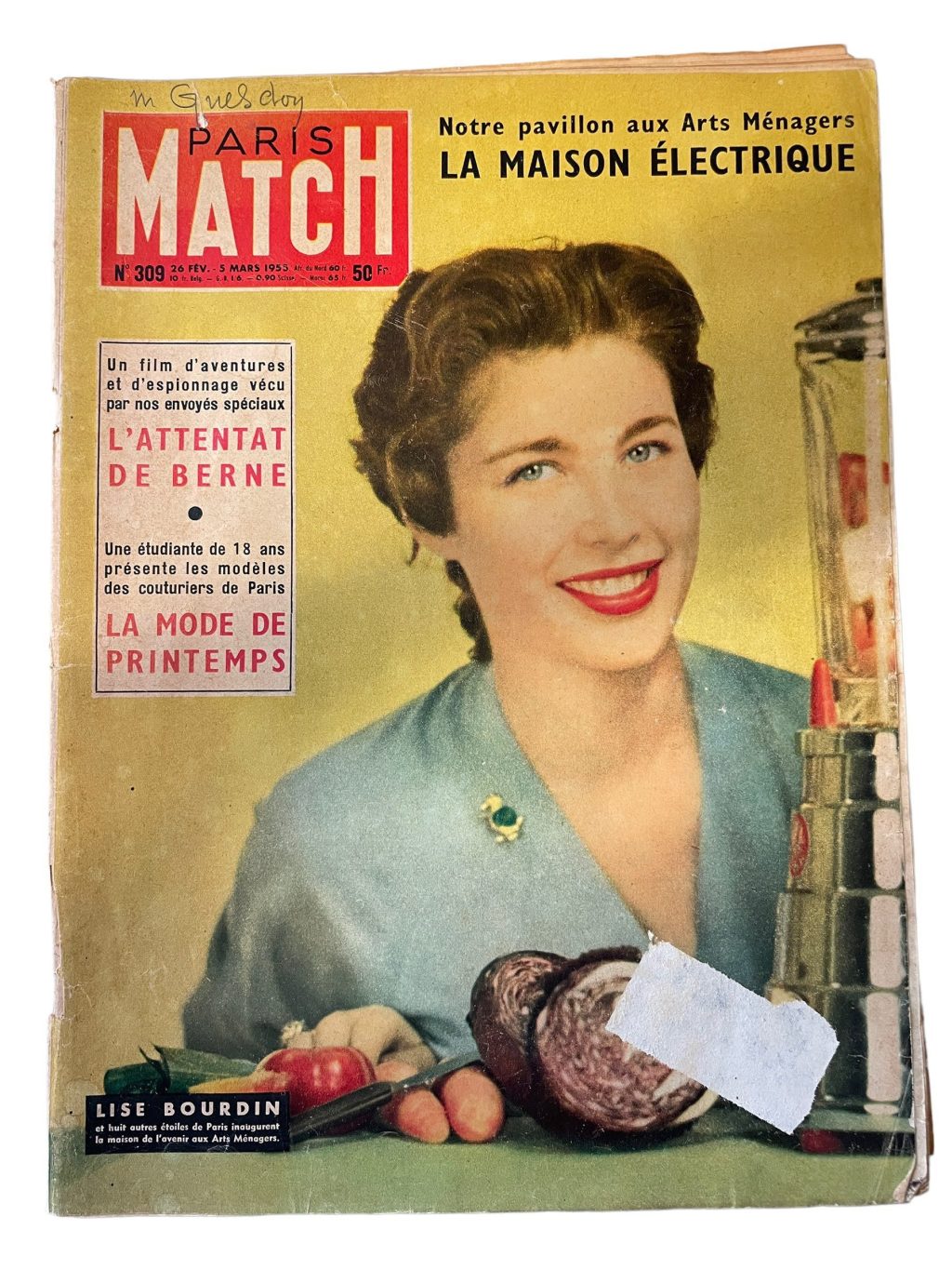 Vintage French Paris Match Le Magazine Journal Number 309 – 26/2/1955 Memorabilia Collector 1955 / EVE