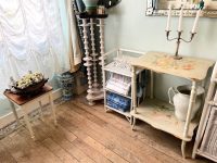 Antique French Hand Painted Table Top Wooden Wood Small Side Stand Display Rest Plinth Decor Tabouret Garde Meubles circa 1910-1920's