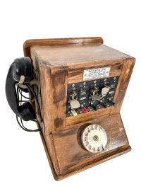 Vintage French Paris Wooden Cased Telephone With Seperate Earpiece For Second User Switchboard Collector circa 1967