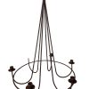 Vintage French Ceiling Hanging Rusty Candle Holder Black Brown Metal c1970-80's