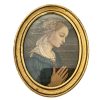 Vintage Italian Filippo Lippi Madonna Small Print In Ornate Golden Frame Glass Fronted Gold Painted Frame circa 1950-60's