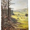 Vintage English Countryside Skyline Cows Looking Towards Sidmouth Oil Painting On Board Signed Grigson circa 1980's / EVE
