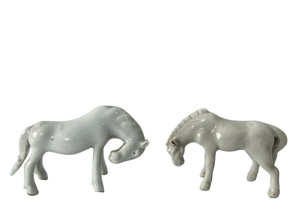 Vintage Chinese Milk White Ceramic Small Horses Asian Decorative Ornament Decoration Collection DAMAGED c1950’s