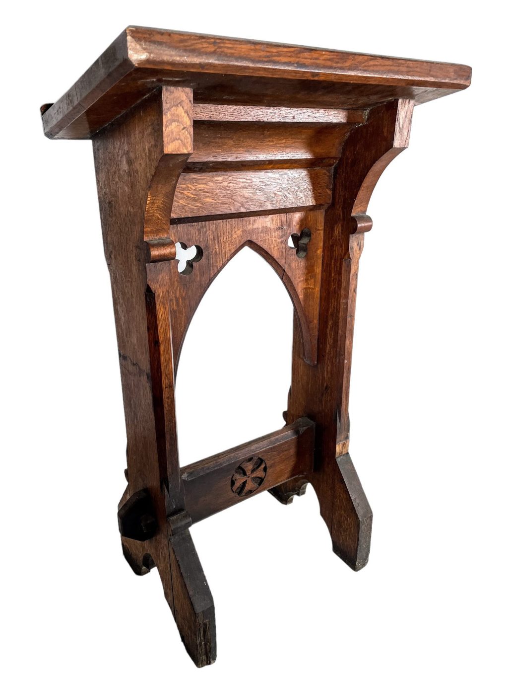 Antique French Wooden Varnished Wood Book Stand Holder Storage Display Support Guest Book Bible Alter Church Lectern c1910-20's