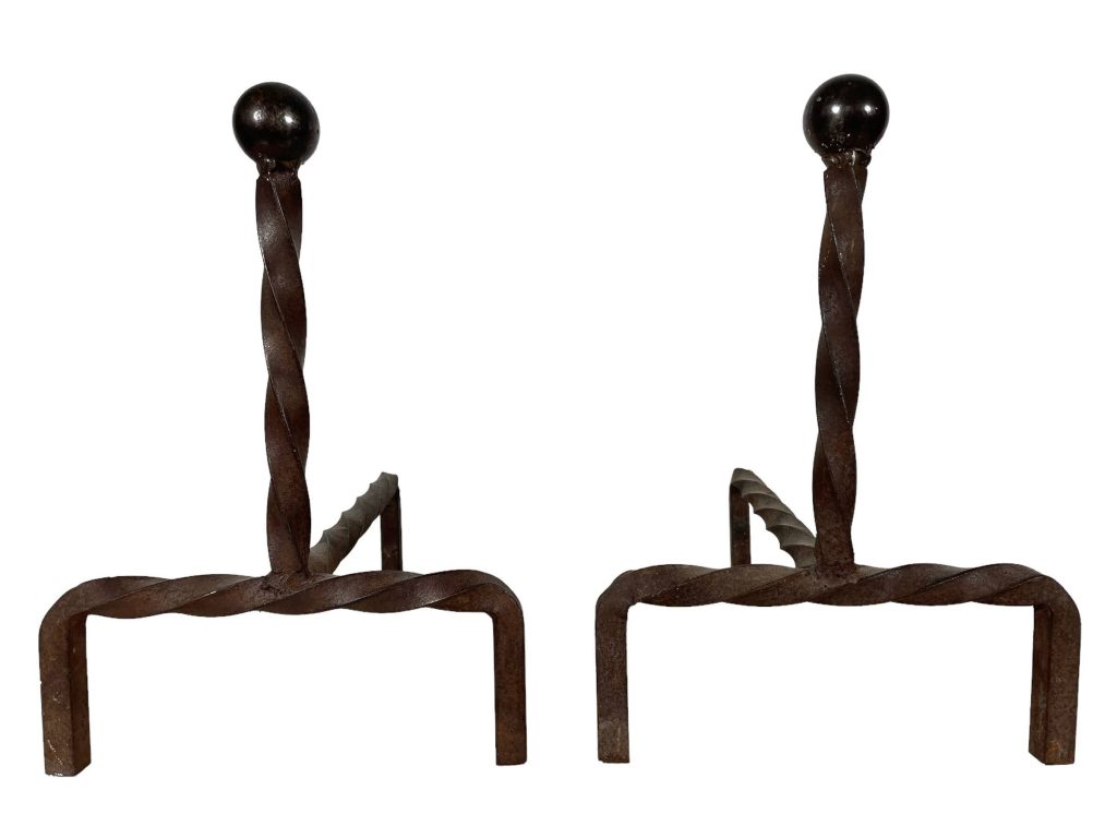 Vintage French Pair Of Firedogs Andirons Chenets Fireplace Cast Iron Fireplace Decor Fireplace Accessories Ornament Chateau c1960’s / EVE