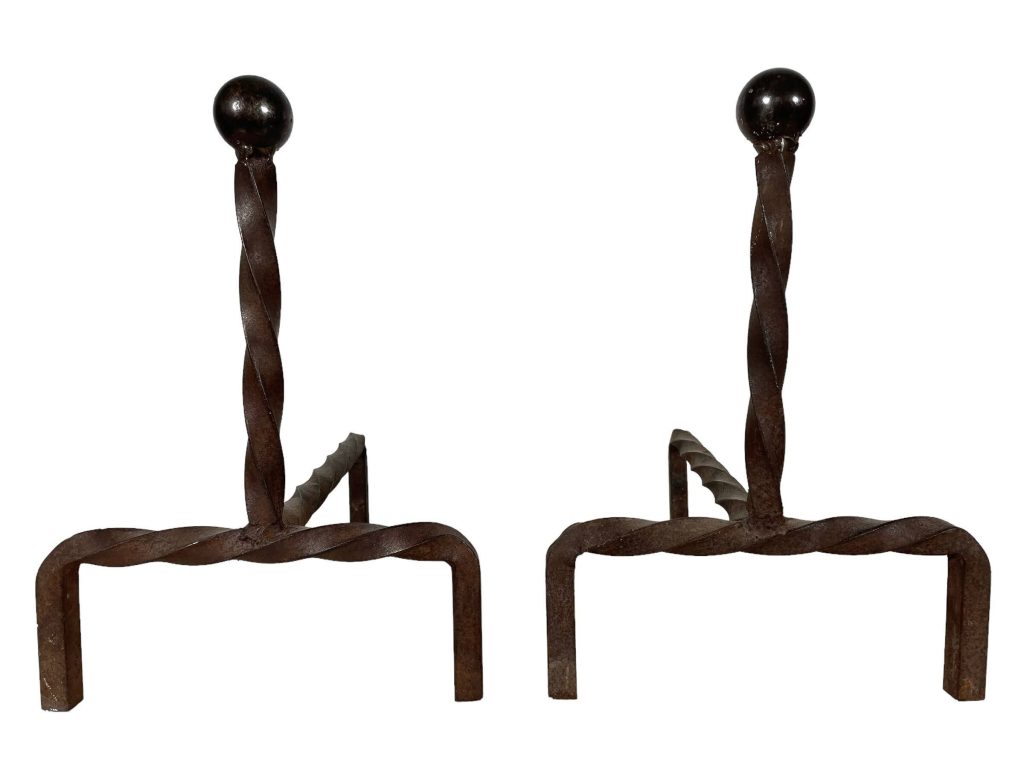 Vintage French Pair Of Firedogs Andirons Chenets Fireplace Cast Iron Fireplace Decor Fireplace Accessories Ornament Chateau c1960's / EVE