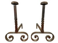 Vintage French Pair Of Firedogs Andirons Chenets Fireplace Cast Iron Fireplace Decor Fireplace Accessories Ornament Chateau c1950-60's / EVE