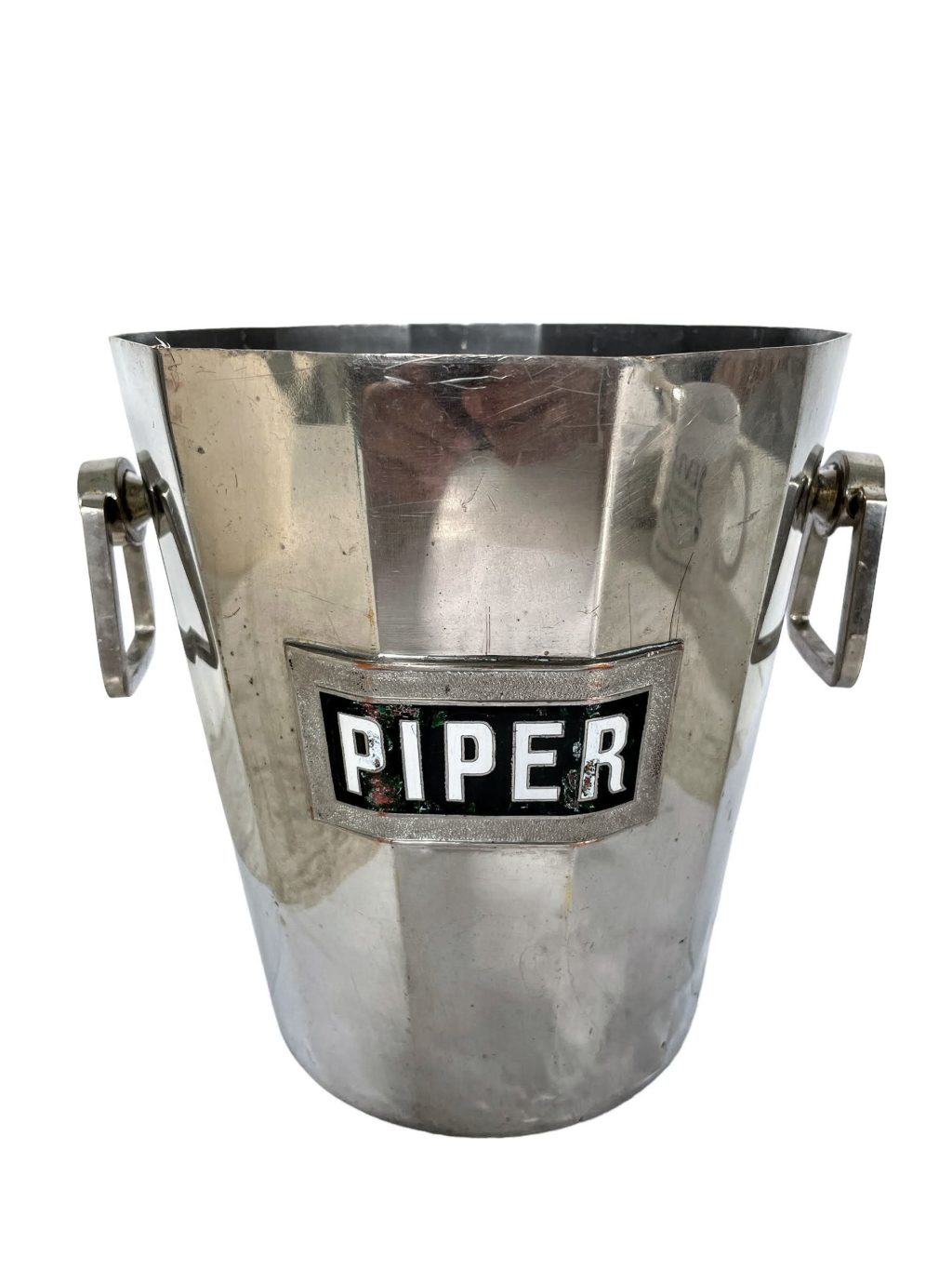 Vintage Champagne Piper French Metal Wine Ice Bucket Cooler Display Stand Pot c1980-90’s