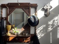 Antique French Silver Metal Wood Crucifix Blessing Font Jesus Catholic Church Chapel Cross Religious Symbol Chippy Scarred c1900's