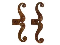 Antique French Small Metal Iron Cupboard Door Pin Hinge Swivel Seat Hanger Pair circa 1910's