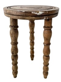 Stool Vintage French Traditional Worn Weathered Milking Stool Small Chair Stand Bobbin Leg Plinth Seating Plant Tabouret c1960-70's / EVE