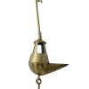 Antique French Brass Oil Lamp Burner Light Hanging Hook Decor Display Prop Lighting Hallway Cloakroom Kitchen c1910's