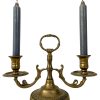 Vintage French Brass Candelabra Two Candles Light Lantern Candle Lamp Decor Design c1960-70's