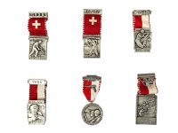 Vintage Swiss Sports Trophy Medals Collection Of Six Pin Badge Medal Pins Badges Assorted Mixed c1955-1962
