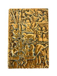 Vintage Egyptian Ornate Bronze Brass Metal Medium Match Box Matchbox Cover Decor Gold Smoker Tobacciana Fireplace c1930-40's